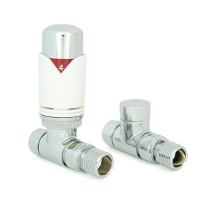 Straight TRV and Lockshield Set - White