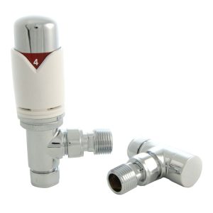Angled TRV and Lockshield Set - White